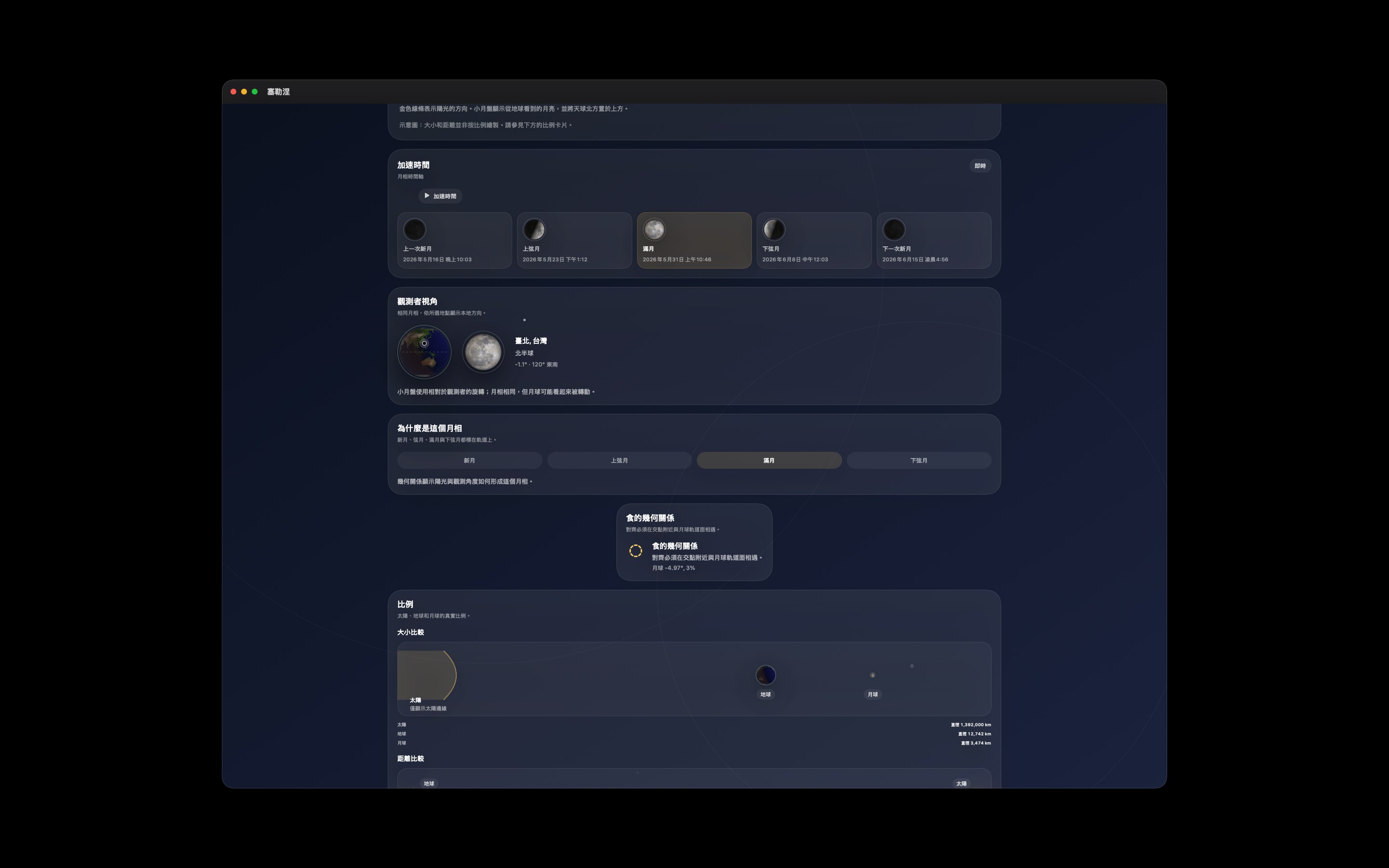 Selene Mac screenshot 5: Mac · 月相時間軸